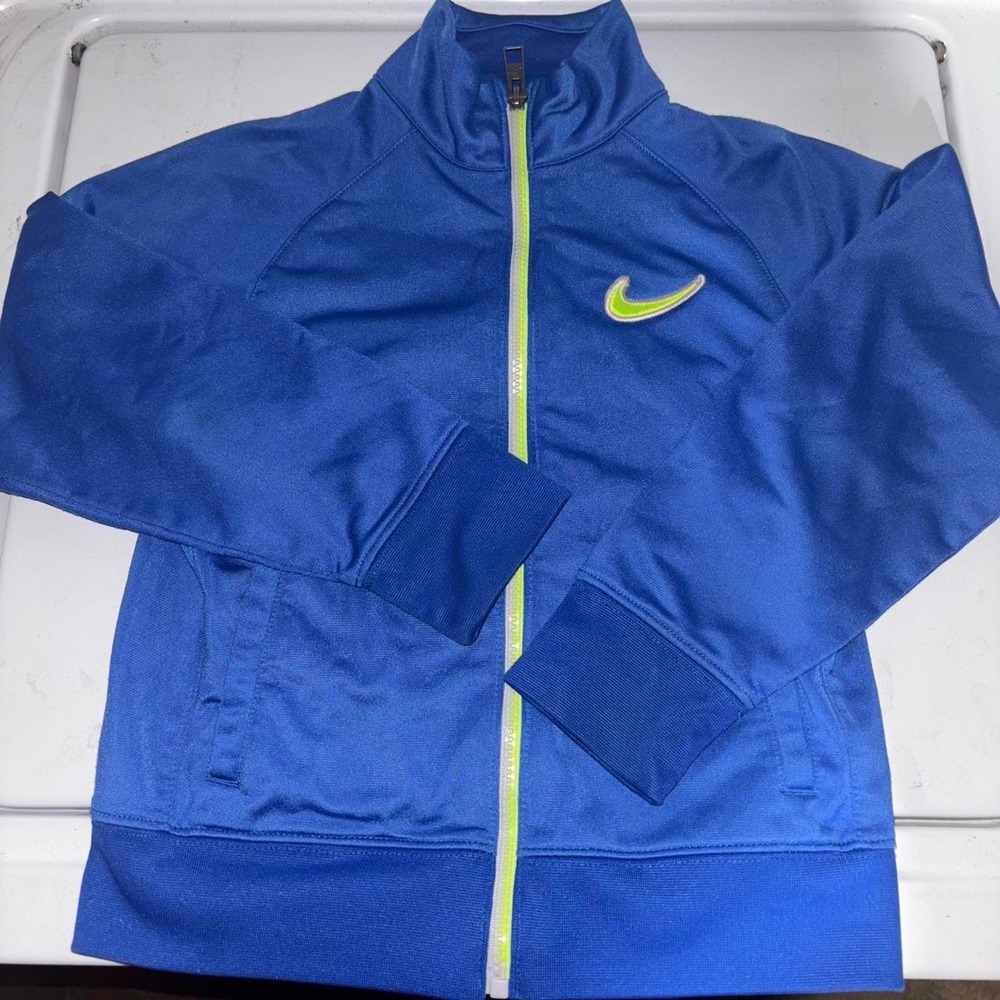 Boys blue and neon yellow Nike zip up hoodie